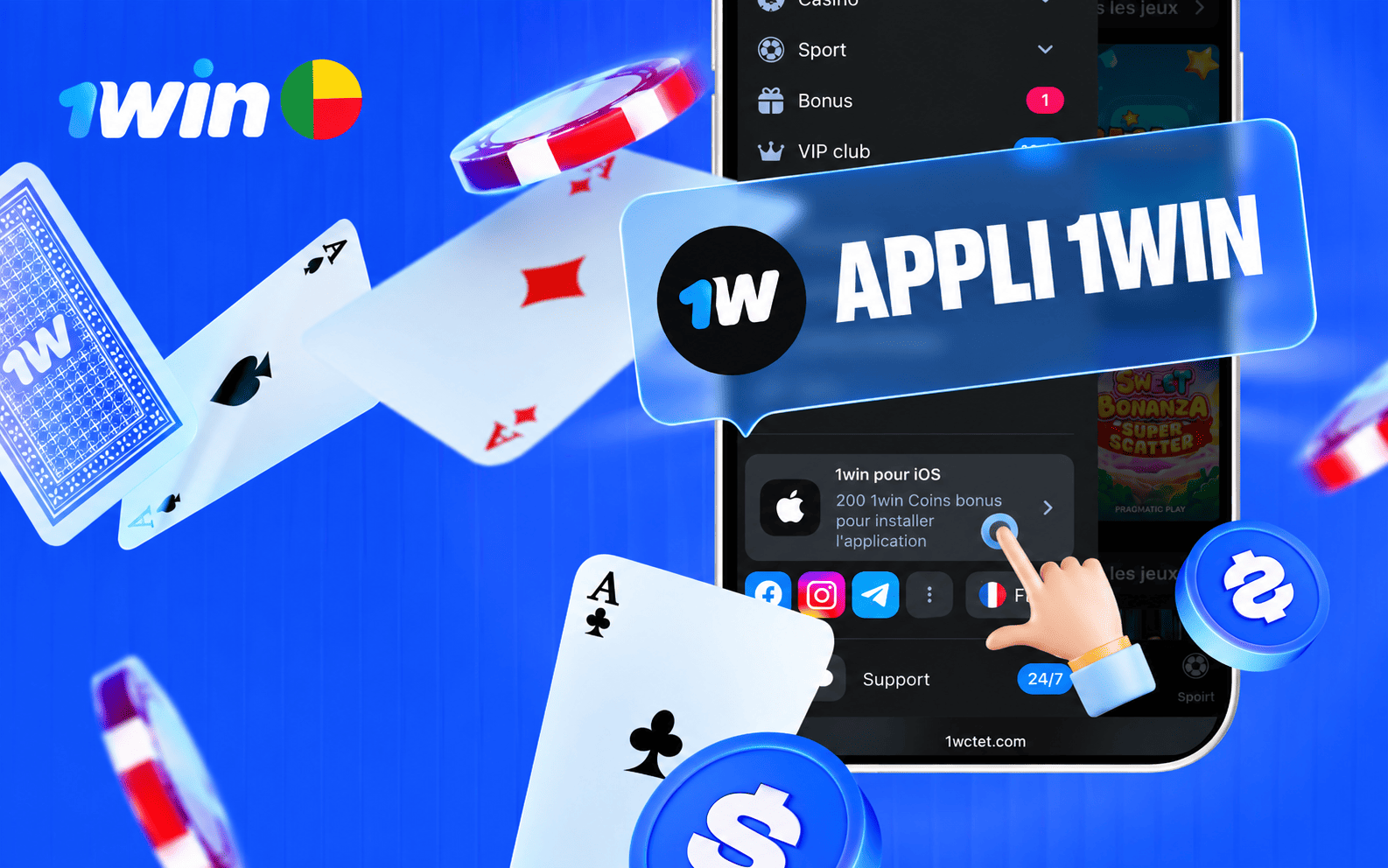 Application 1win Bénin, télécharger 1win APK et PWA iOS
